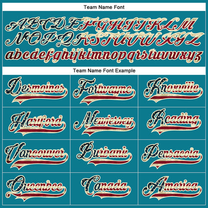 Custom Teal Vintage USA Flag Cream-Black Hockey Lace Neck Jersey - Sky-Custom