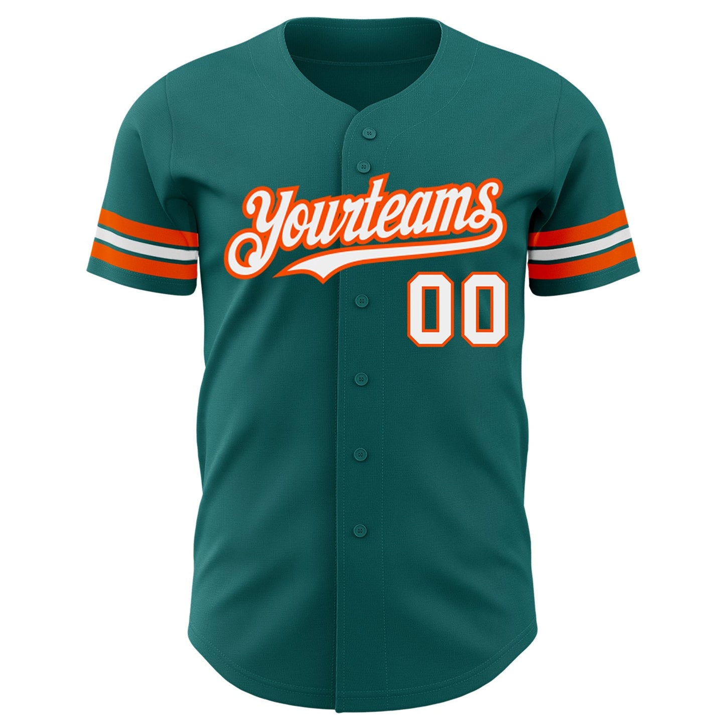 Custom Teal White-Orange Authentic Baseball Jersey - Sky-Custom