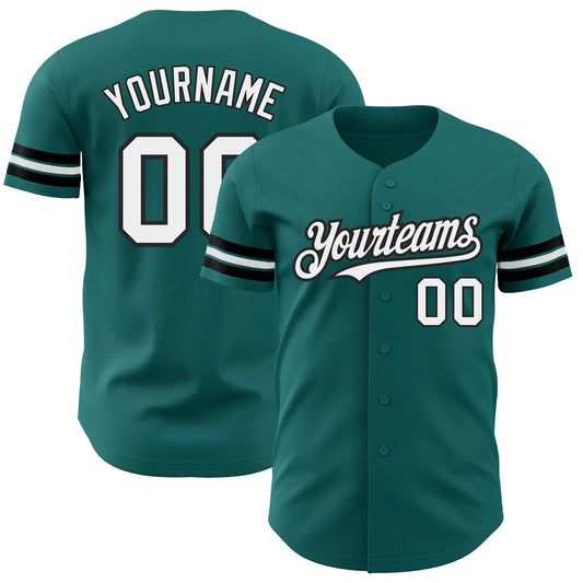 Custom Teal White-Black Authentic Baseball Jersey - Sky-Custom