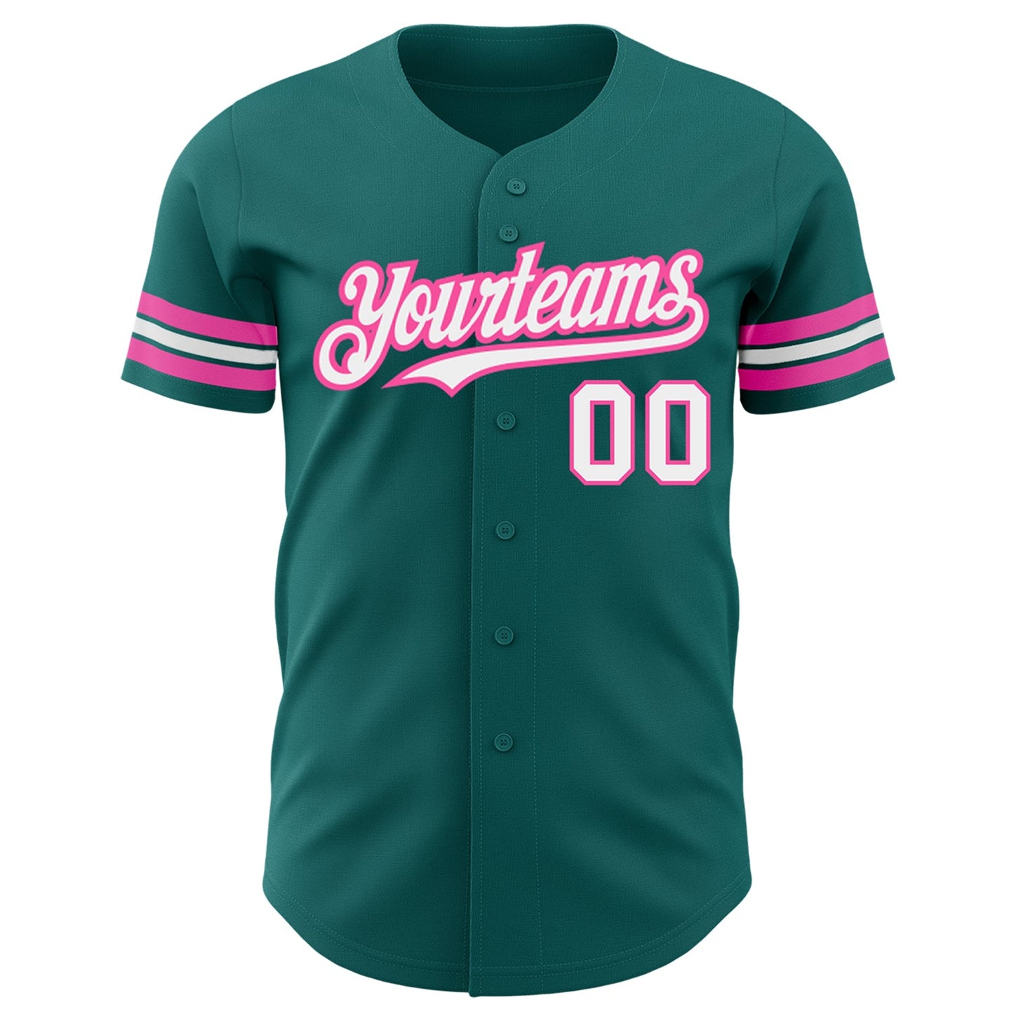 Custom Teal White-Pink Authentic Baseball Jersey - Sky-Custom