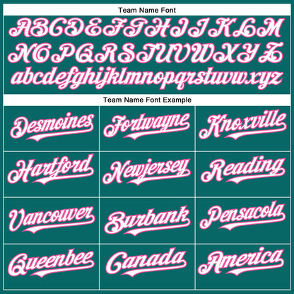 Custom Teal White-Pink Authentic Baseball Jersey - Sky-Custom