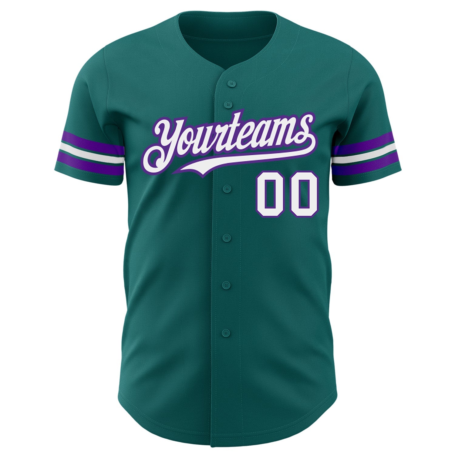 Custom Teal White-Purple Authentic Baseball Jersey - Sky-Custom