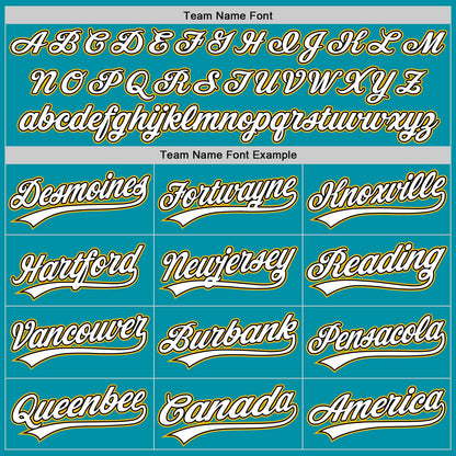 Custom Teal Black-Gold Authentic Throwback Baseball Jersey - Sky-Custom