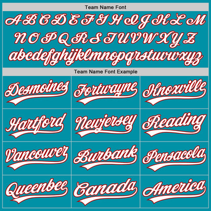 Custom Teal White-Red Authentic Throwback Baseball Jersey - Sky-Custom