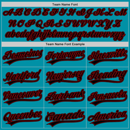 Custom Teal Black-Red Authentic Throwback Baseball Jersey - Sky-Custom