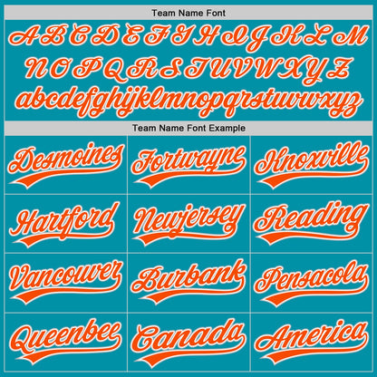 Custom Teal Orange-Gray Authentic Throwback Baseball Jersey - Sky-Custom