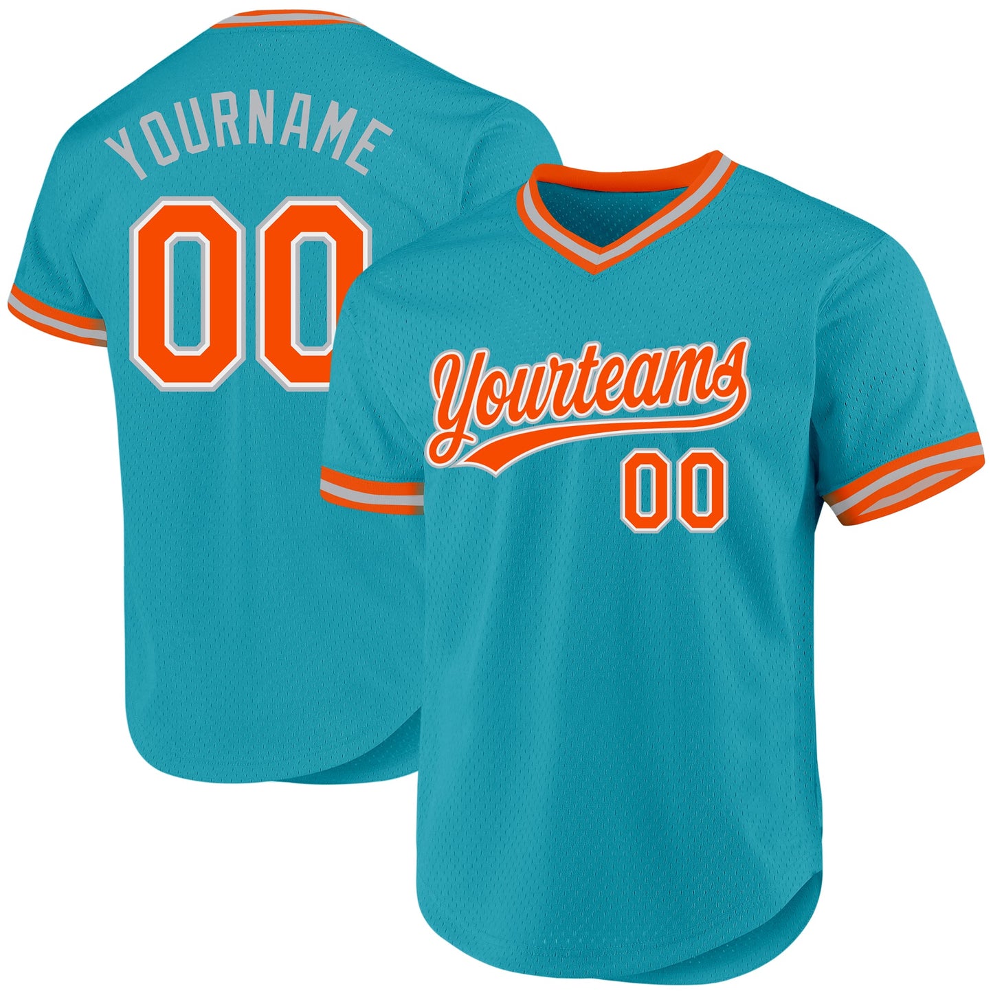 Custom Teal Orange-Gray Authentic Throwback Baseball Jersey - Sky-Custom