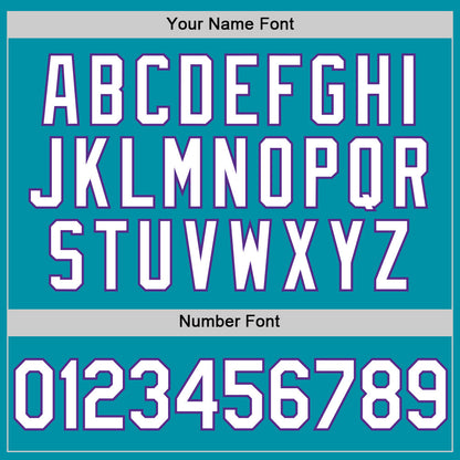 Custom Teal White-Purple Authentic Throwback Baseball Jersey - Sky-Custom