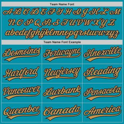 Custom Teal Black-Old Gold Authentic Throwback Baseball Jersey - Sky-Custom