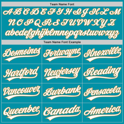 Custom Teal White-Old Gold Authentic Throwback Baseball Jersey - Sky-Custom