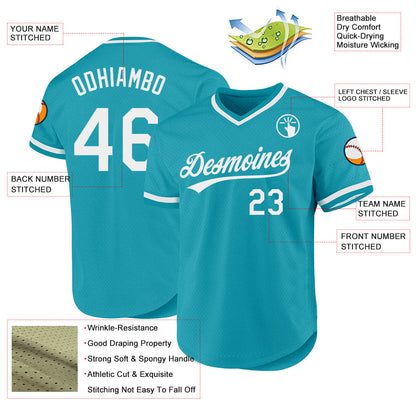 Custom Teal White Authentic Throwback Baseball Jersey - Sky-Custom