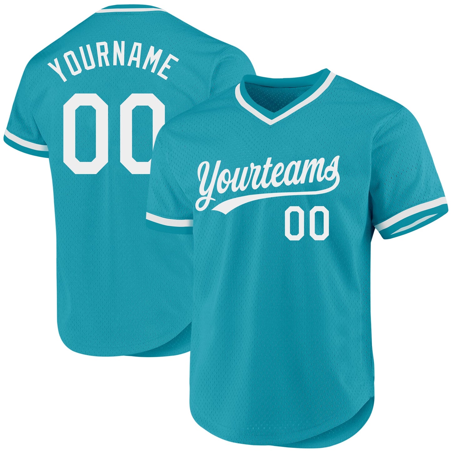 Custom Teal White Authentic Throwback Baseball Jersey - Sky-Custom
