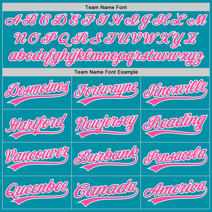Custom Teal Pink-White Authentic Throwback Baseball Jersey - Sky-Custom