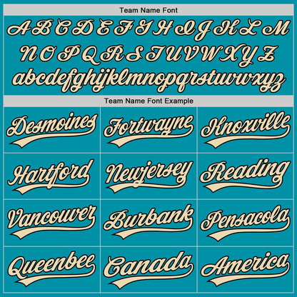 Custom Teal Black-Cream Authentic Throwback Baseball Jersey - Sky-Custom