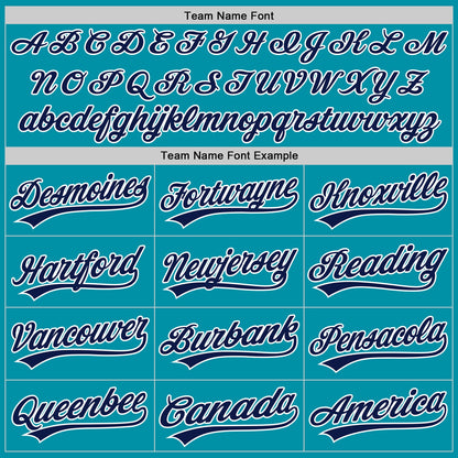 Custom Teal Navy-White Authentic Throwback Baseball Jersey - Sky-Custom