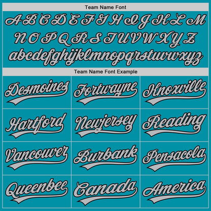 Custom Teal Gray-Black Authentic Throwback Baseball Jersey - Sky-Custom
