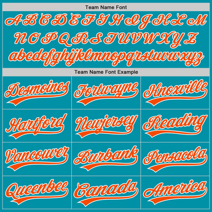 Custom Teal Orange-White Authentic Throwback Baseball Jersey - Sky-Custom
