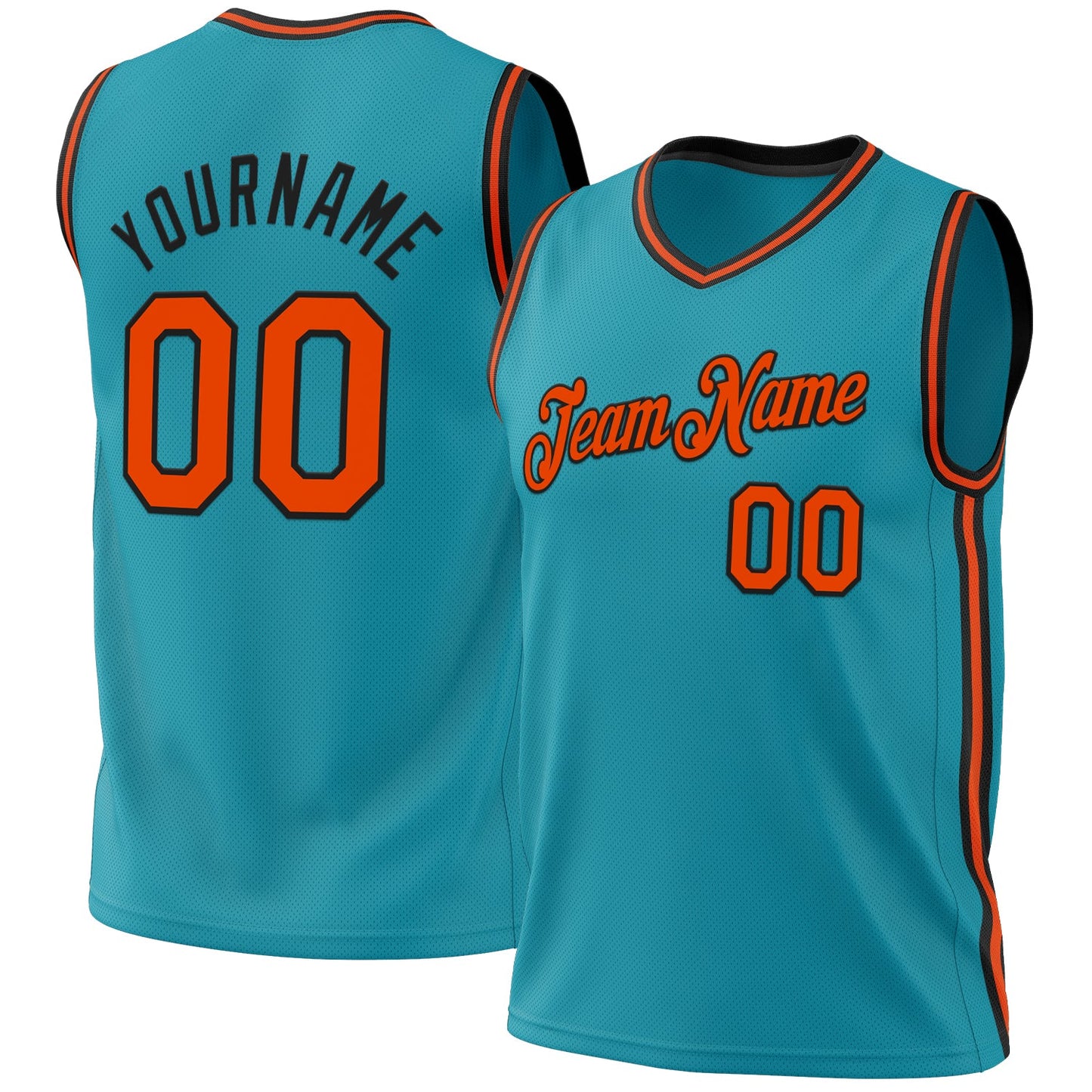 Custom Teal Orange-Black Authentic Throwback Basketball Jersey - Sky-Custom