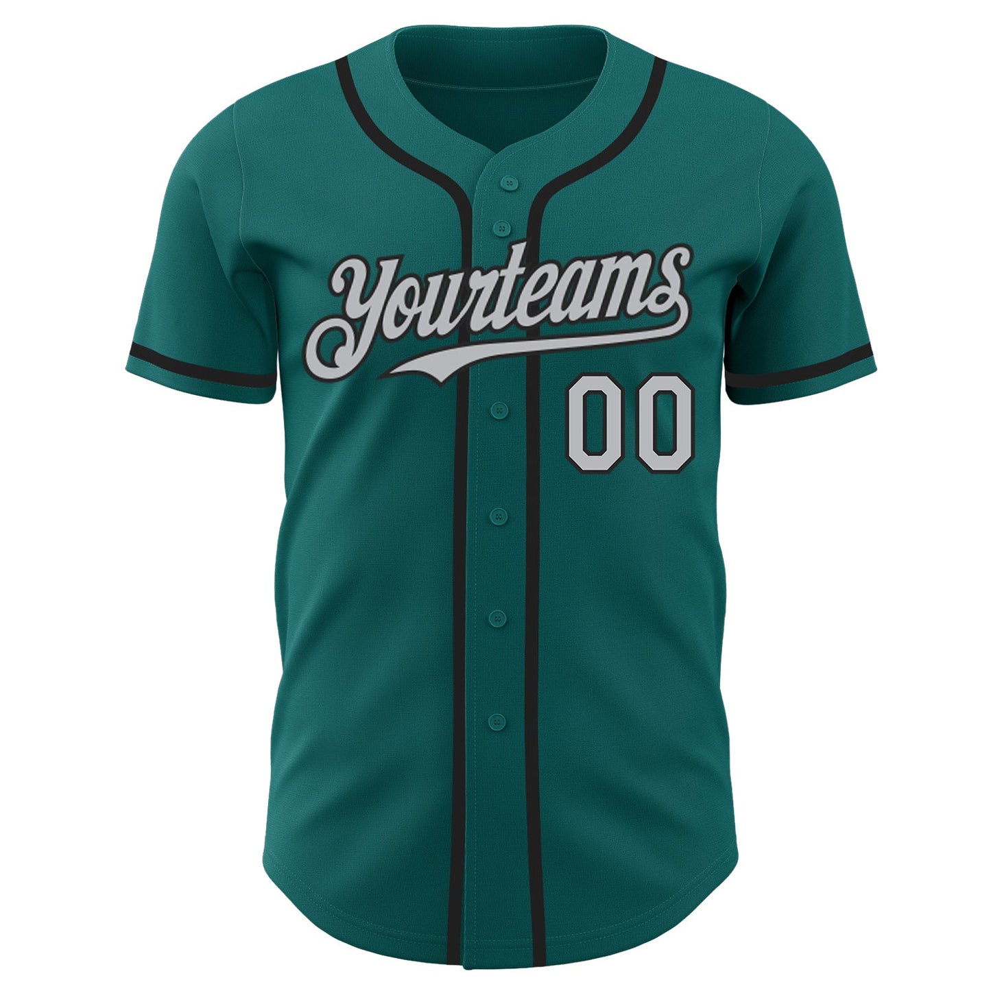 Custom Teal Gray-Black Authentic Baseball Jersey - Sky-Custom