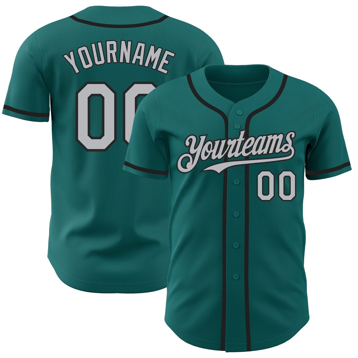 Custom Teal Gray-Black Authentic Baseball Jersey - Sky-Custom