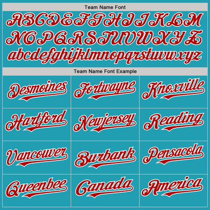 Custom Teal Red-White Mesh Authentic Throwback Baseball Jersey - Sky-Custom