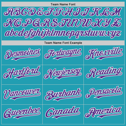 Custom Teal Purple-White Mesh Authentic Throwback Baseball Jersey - Sky-Custom