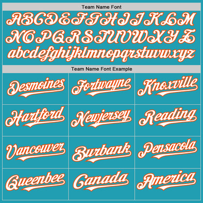 Custom Teal White-Orange Mesh Authentic Throwback Baseball Jersey - Sky-Custom