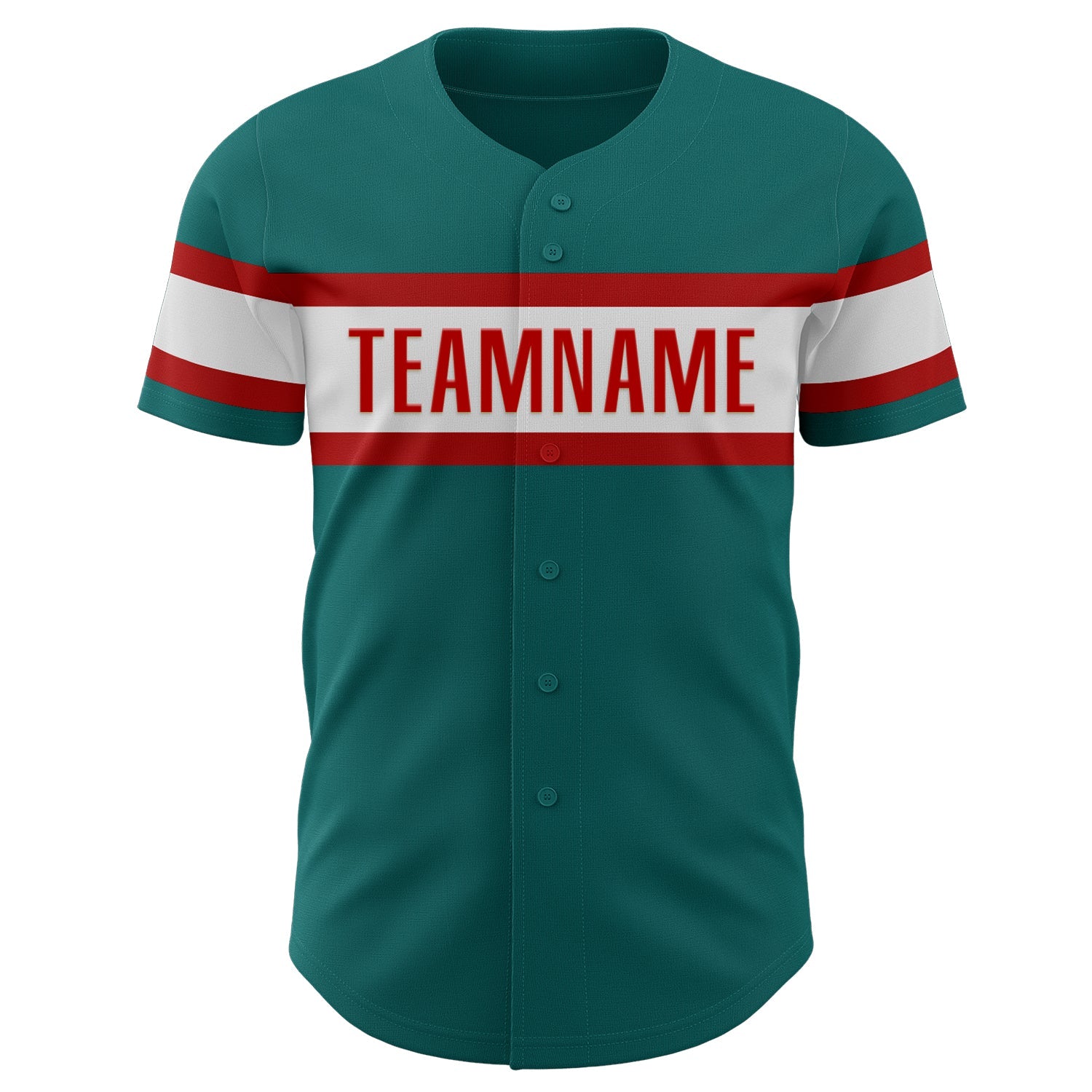 Custom Teal White-Red Authentic Baseball Jersey - Sky-Custom