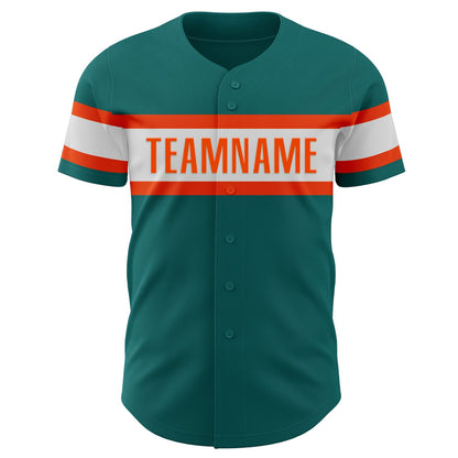 Custom Teal White-Orange Authentic Baseball Jersey - Sky-Custom