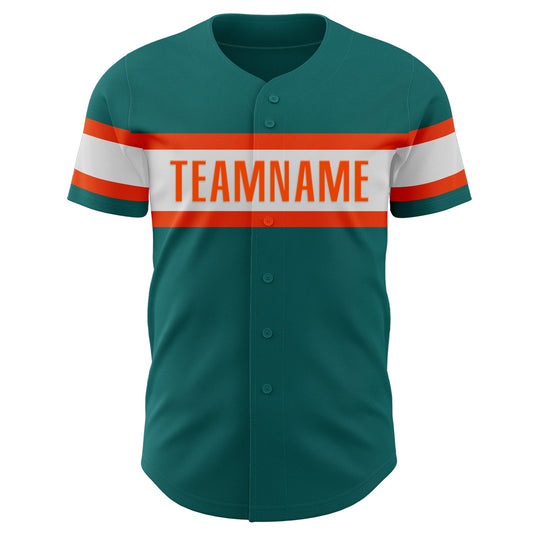 Custom Teal White-Orange Authentic Baseball Jersey - Sky-Custom