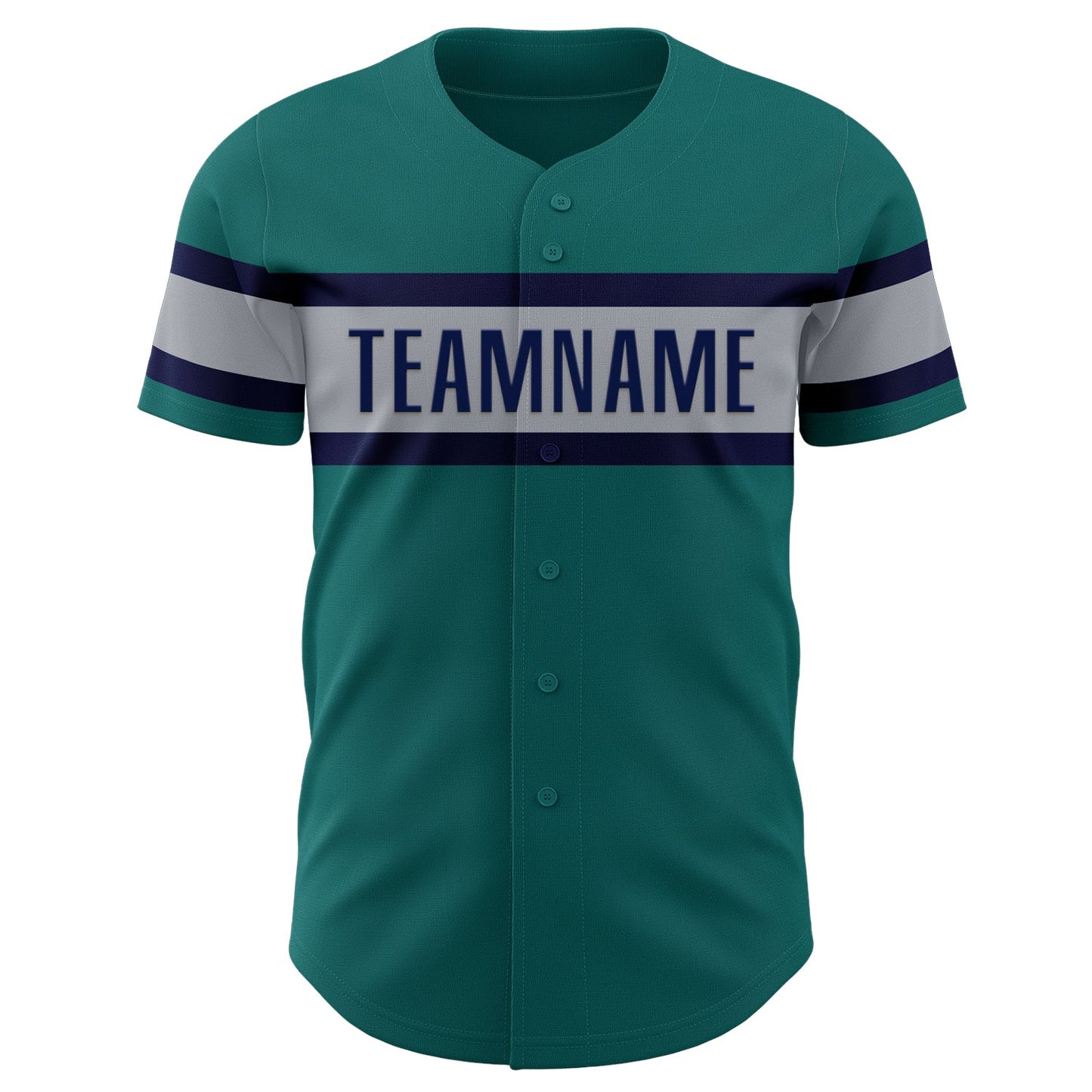 Custom Teal Gray-Navy Authentic Baseball Jersey - Sky-Custom