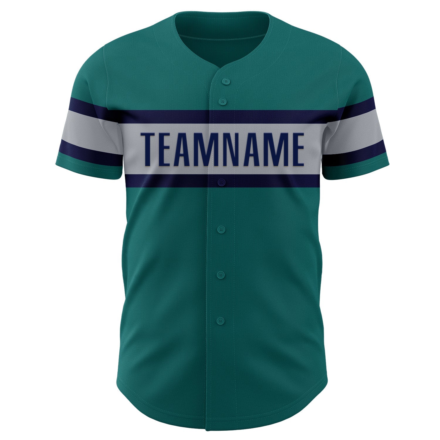 Custom Teal Gray-Navy Authentic Baseball Jersey - Sky-Custom