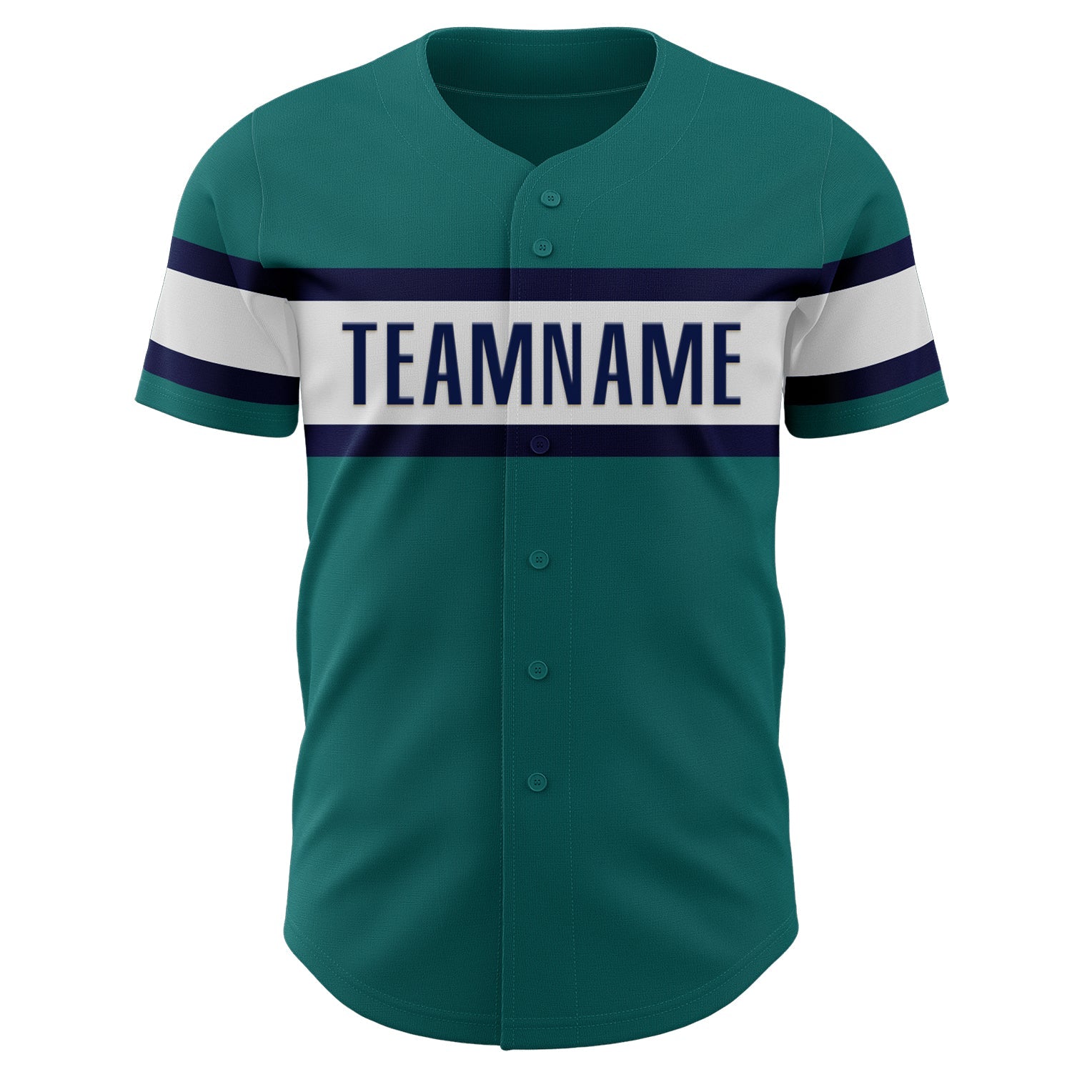 Custom Teal White-Navy Authentic Baseball Jersey - Sky-Custom