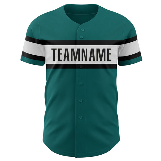 Custom Teal White-Black Authentic Baseball Jersey - Sky-Custom