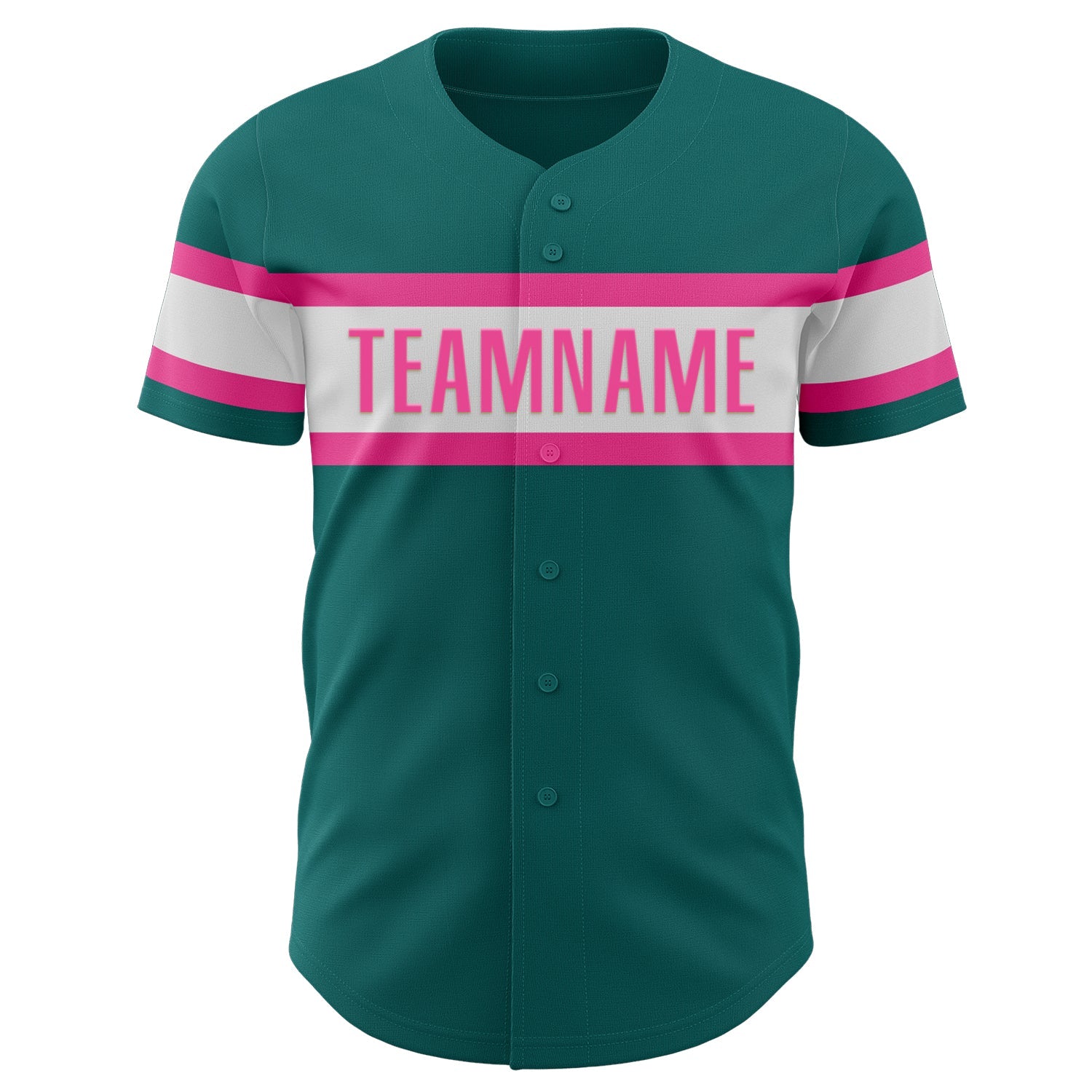 Custom Teal White-Pink Authentic Baseball Jersey - Sky-Custom