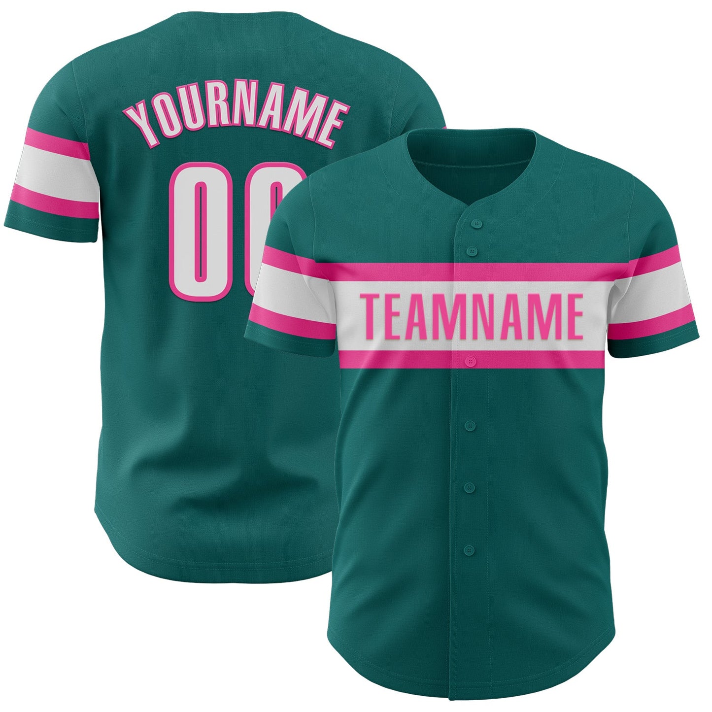 Custom Teal White-Pink Authentic Baseball Jersey - Sky-Custom