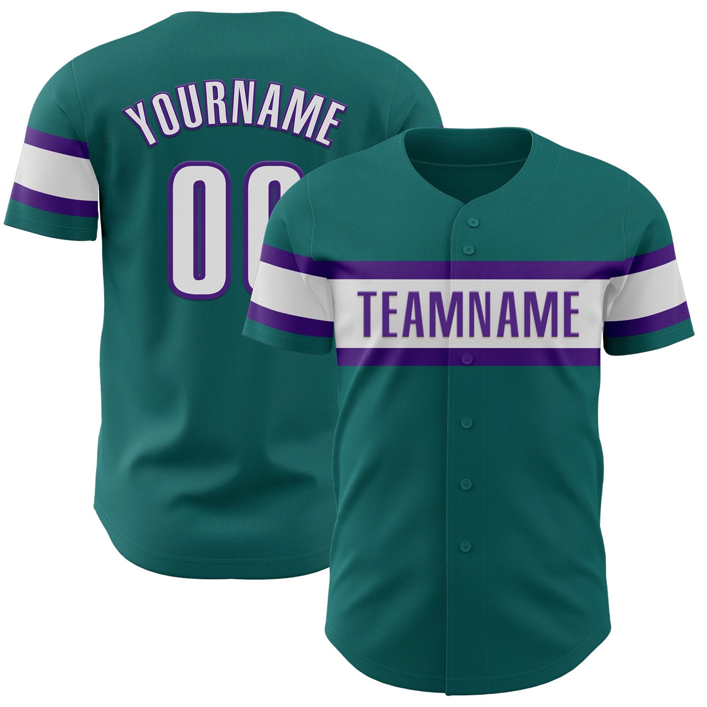 Custom Teal White-Purple Authentic Baseball Jersey - Sky-Custom