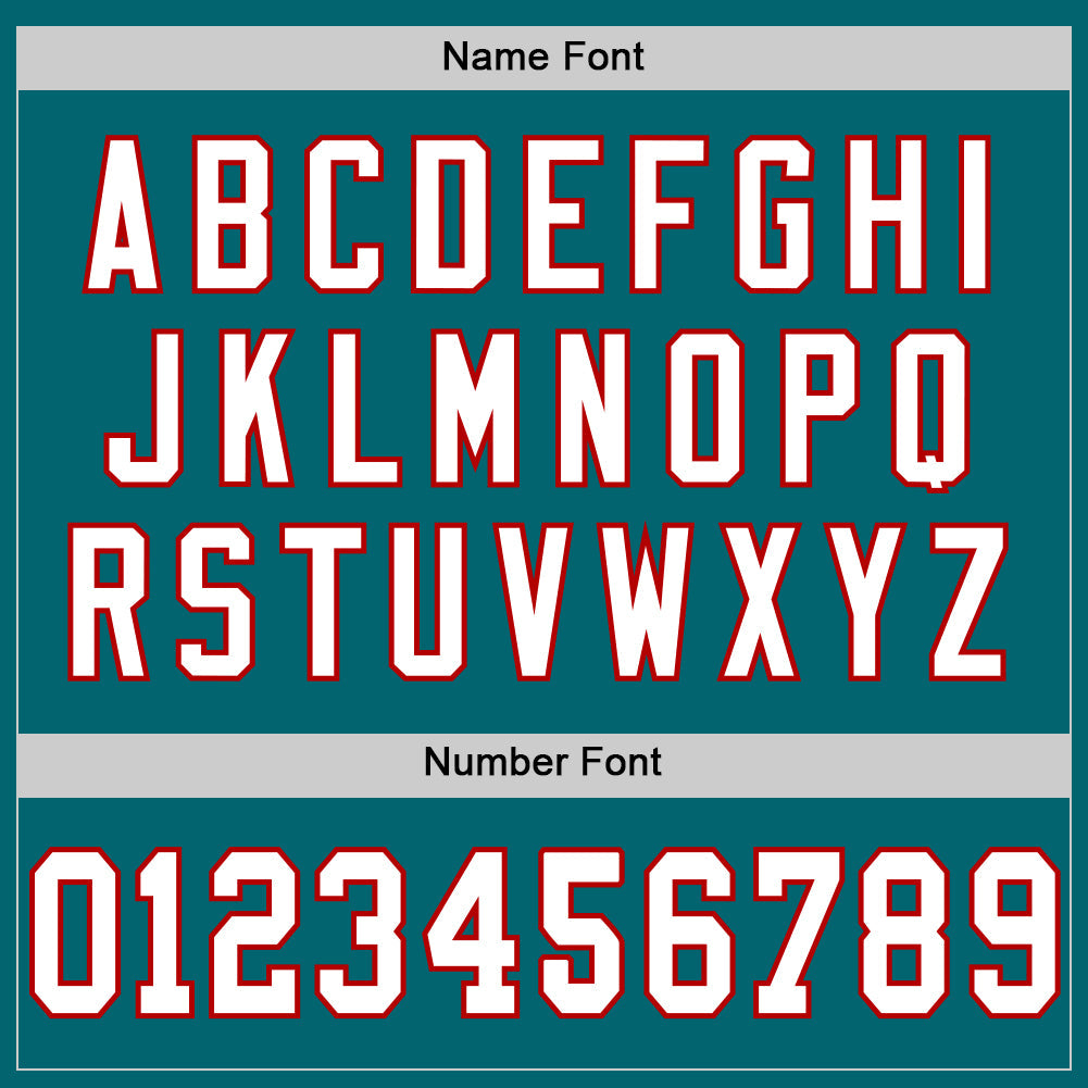 Custom Teal White-Red Mesh Authentic Throwback Football Jersey - Sky-Custom