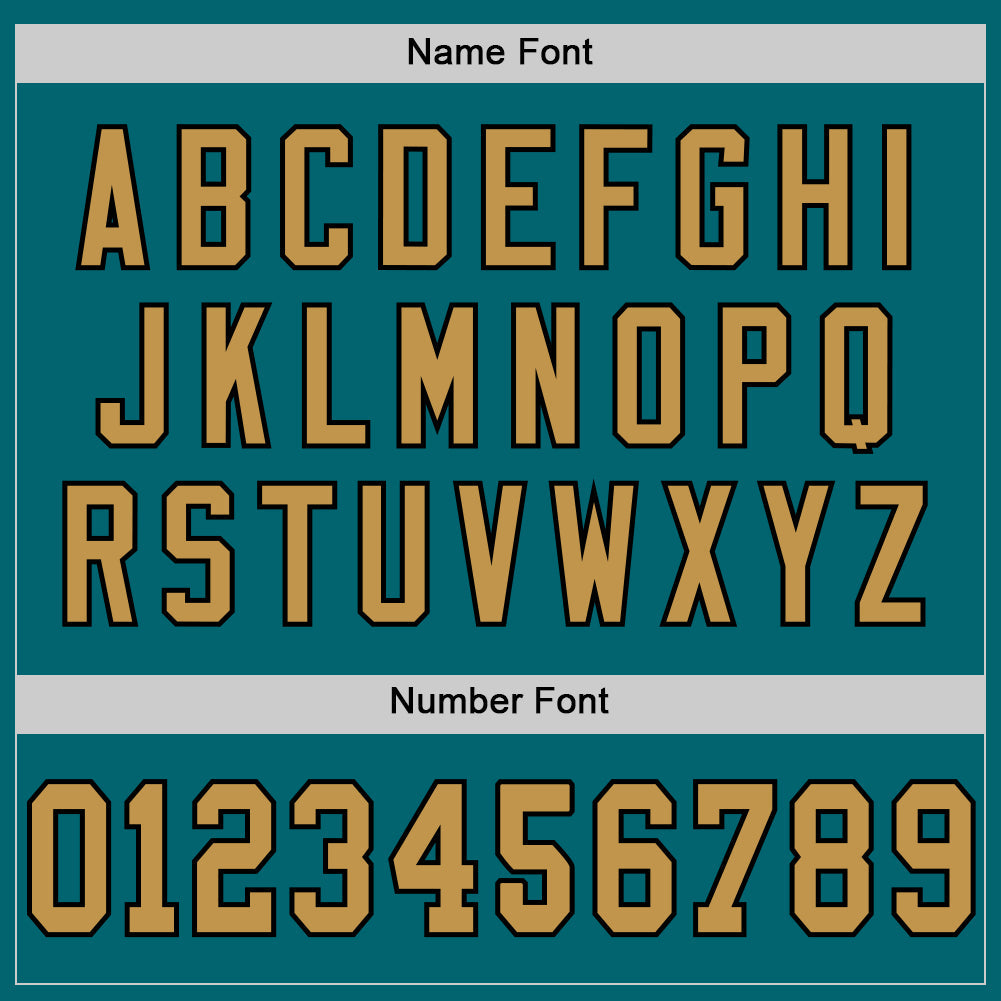 Custom Teal Old Gold-Black Mesh Authentic Throwback Football Jersey - Sky-Custom