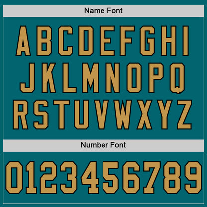 Custom Teal Old Gold-Black Mesh Authentic Throwback Football Jersey - Sky-Custom