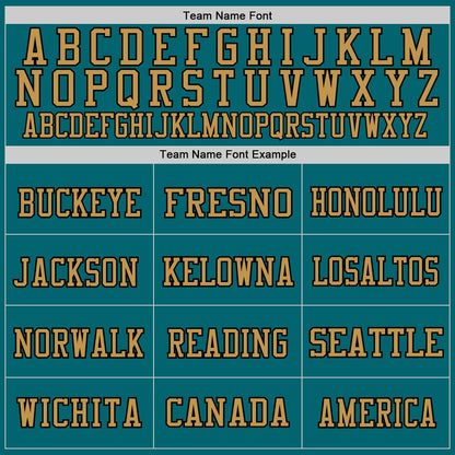 Custom Teal Black-Old Gold Mesh Authentic Throwback Football Jersey - Sky-Custom