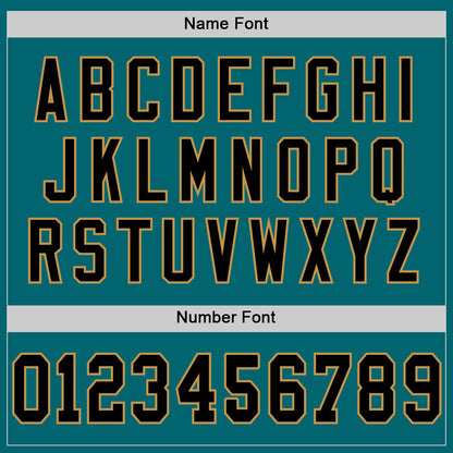 Custom Teal Black-Old Gold Mesh Authentic Throwback Football Jersey - Sky-Custom