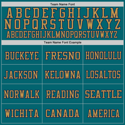 Custom Teal Navy-Old Gold Mesh Authentic Throwback Football Jersey - Sky-Custom