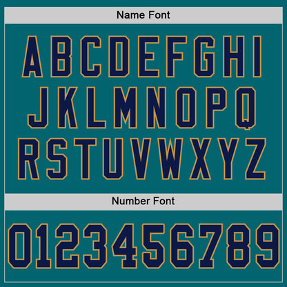 Custom Teal Navy-Old Gold Mesh Authentic Throwback Football Jersey - Sky-Custom