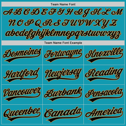 Custom Teal Black-Old Gold Authentic Throwback Baseball Jersey - Sky-Custom