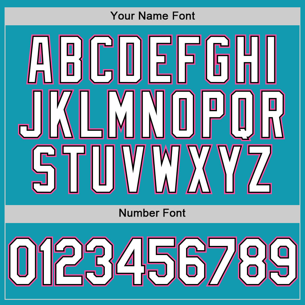 Custom Teal Black-Pink Authentic Throwback Baseball Jersey - Sky-Custom