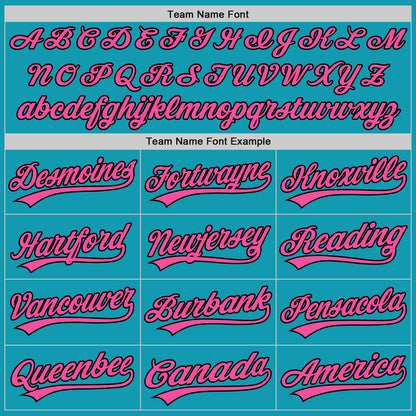 Custom Teal Pink-Black Authentic Throwback Baseball Jersey - Sky-Custom
