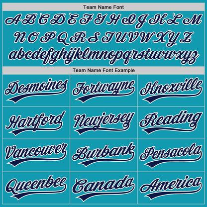Custom Teal Navy-White Authentic Throwback Baseball Jersey - Sky-Custom