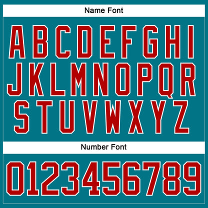 Custom Teal Red-White Hockey Jersey - Sky-Custom