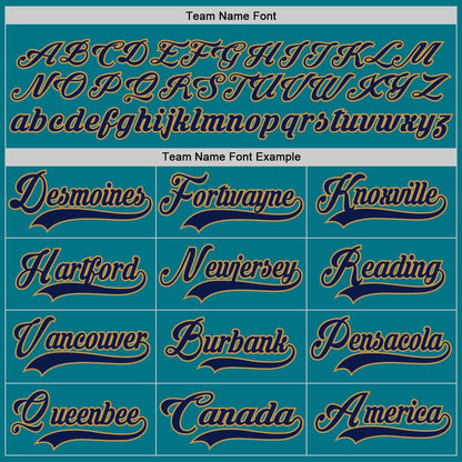 Custom Teal Navy-Old Gold Hockey Jersey - Sky-Custom